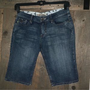 Women’s Junior’s 13 YMI City of Angels Long Knee Length Blue Denim Shorts EXC